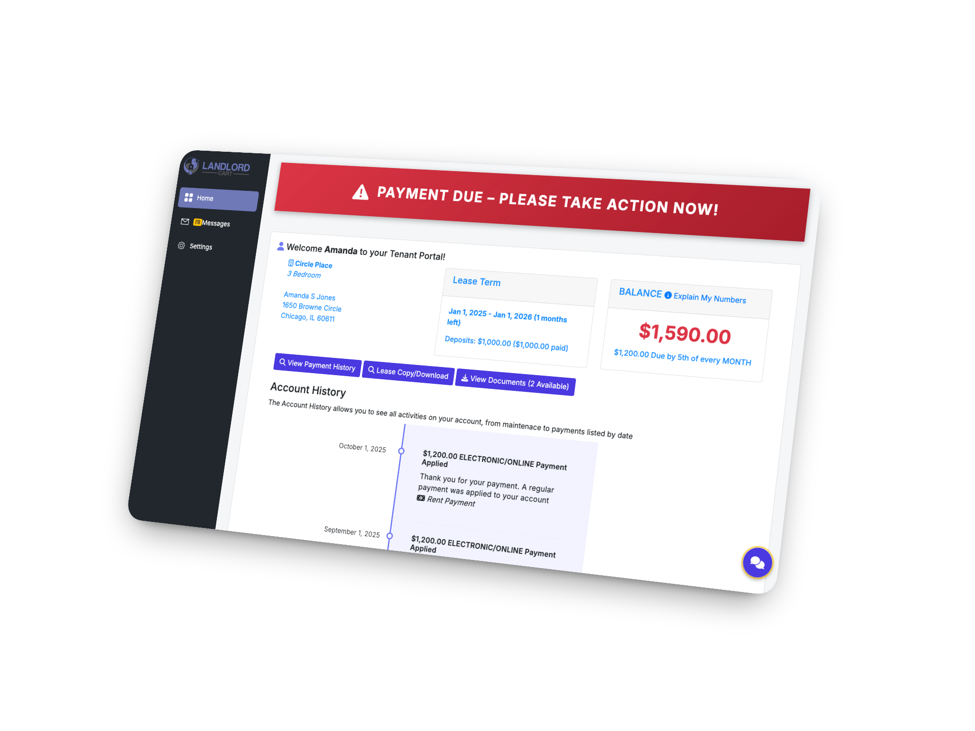 LandlordCart Tenant Portal Demo