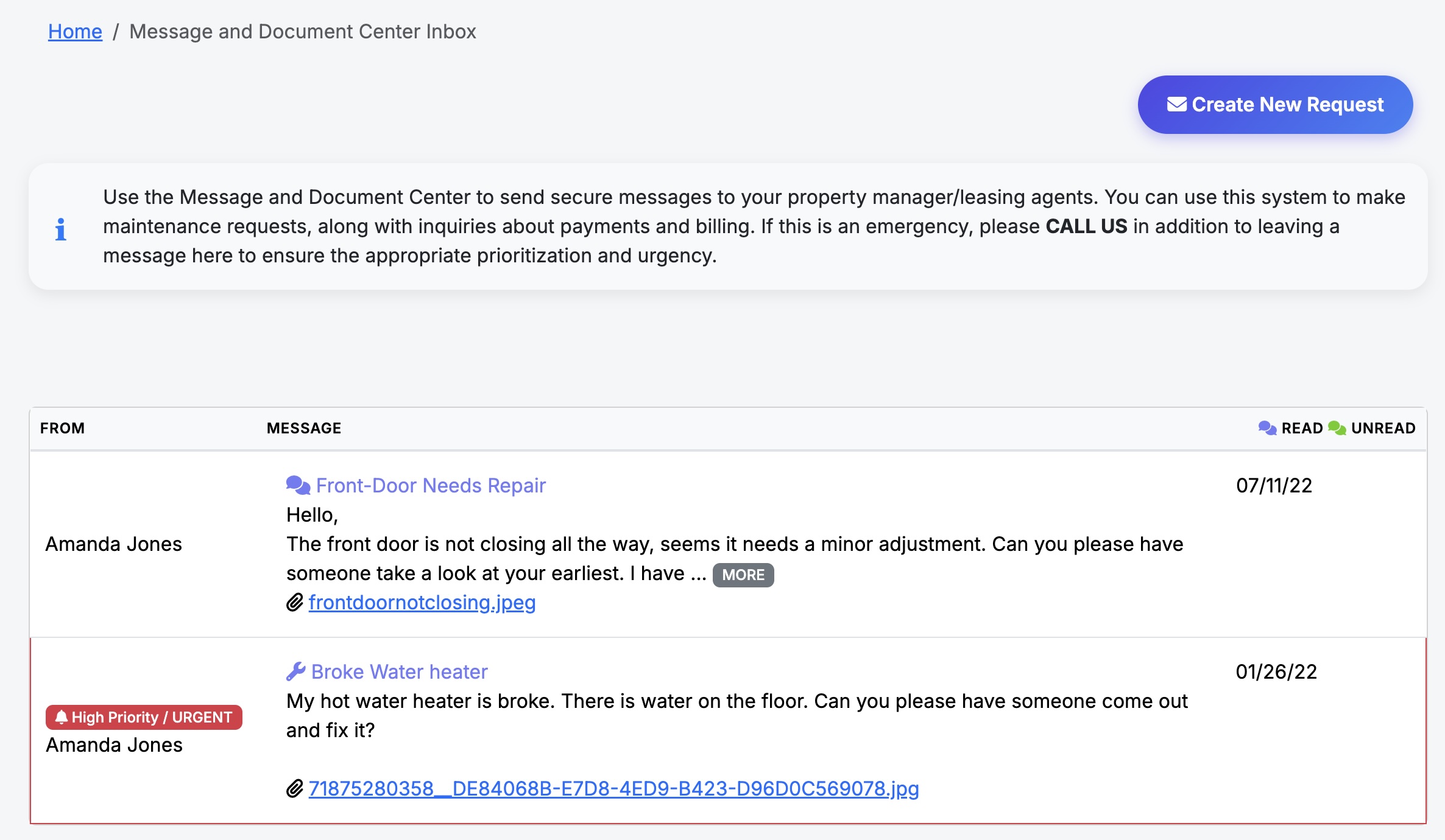 Using the Message Center - Screenshot 1